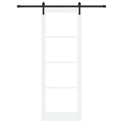 Sliding Door with Hardware Set "ORKDAL" White Solid Wood & Glass, vidaXL Interior Door with Glass "ORKDAL" White 83x232x4 cm