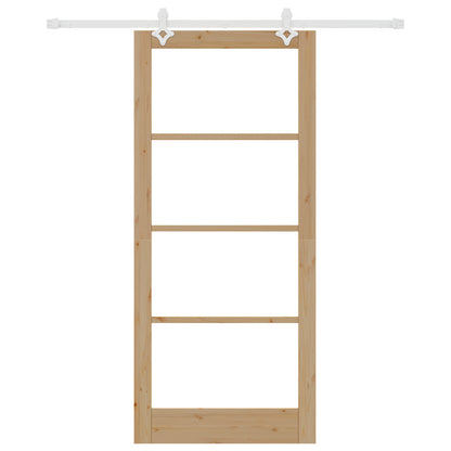 Sliding Door with Hardware Set 93x211 cm Solid Wood Pine, vidaXL Interior Door with Glass 'ORKDAL'93x211x4 cm Solid Wood Pine