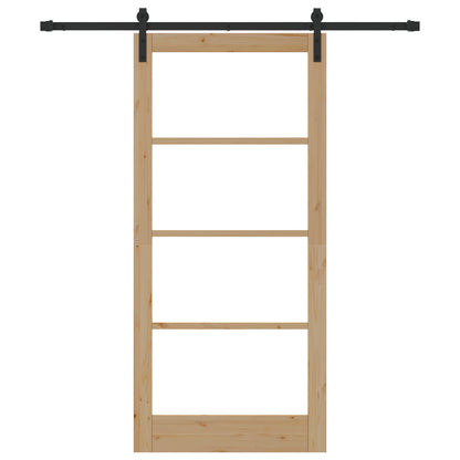 Sliding Door with Hardware Set 'ORKDAL'Solid Wood & Glass, vidaXL Interior Door with Glass 'ORKDAL'93x202x4 cm Solid Wood Pine