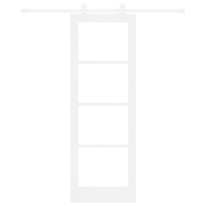 Sliding Door with Hardware Set 'ORKDAL'White Solid Wood & Glass, vidaXL Interior Door with Glass 'ORKDAL'White 73.5x211x4 cm