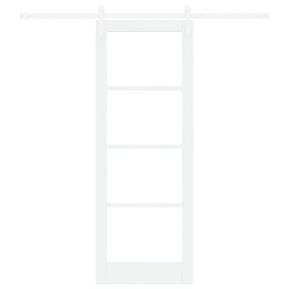Sliding Door with Hardware Set "ORKDAL" White Solid Wood & Glass, vidaXL Interior Door with Glass "ORKDAL" White 78x211x4 cm