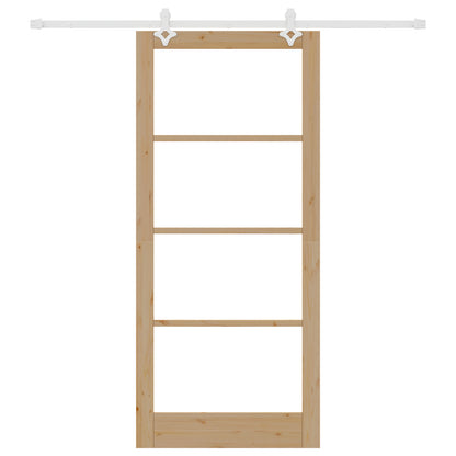 Sliding Door with Hardware Set 93x211 cm Solid Wood Pine, vidaXL Interior Door with Glass 'ORKDAL'93x211x4 cm Solid Wood Pine