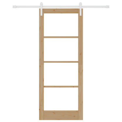 Sliding Door with Hardware Set "ORKDAL" Solid Wood&Glass, vidaXL Interior Door with Glass "ORKDAL" 83x211x4 cm Solid Wood Pine