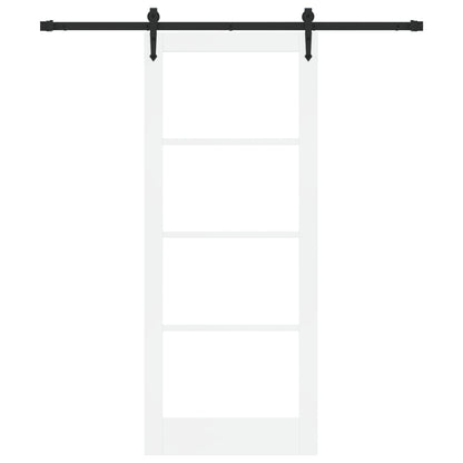 Sliding Door with Hardware Set White 83x202 cm Solid Wood Pine, vidaXL Interior Door with Glass 'ORKDAL'White 83x202x4 cm