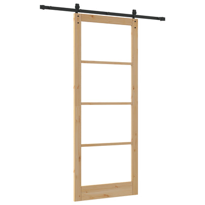 Sliding Door with Hardware Set "ORKDAL" Solid Wood & Glass, vidaXL Interior Door with Glass "ORKDAL" 93x232x4 cm Solid Wood Pine