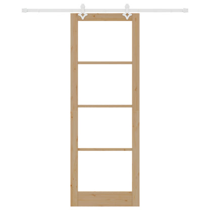 Sliding Door with Hardware Set 83x232 cm Solid Wood Pine, vidaXL Interior Door with Glass 'ORKDAL'83x232x4 cm Solid Wood Pine