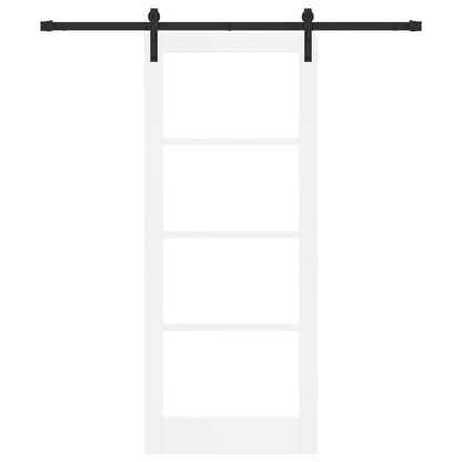 Sliding Door with Hardware Set 'ORKDAL'White Solid Wood&Glass, vidaXL Interior Door with Glass 'ORKDAL'White 83x202x4 cm