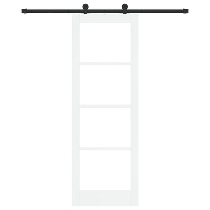 Sliding Door with Hardware Set 'ORKDAL'White Solid Wood & Glass, vidaXL Interior Door with Glass 'ORKDAL'White 73.5x211x4 cm