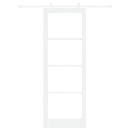 Sliding Door with Hardware Set White 83x232 cm Solid Wood Pine, vidaXL Interior Door with Glass 'ORKDAL'White 83x232x4 cm