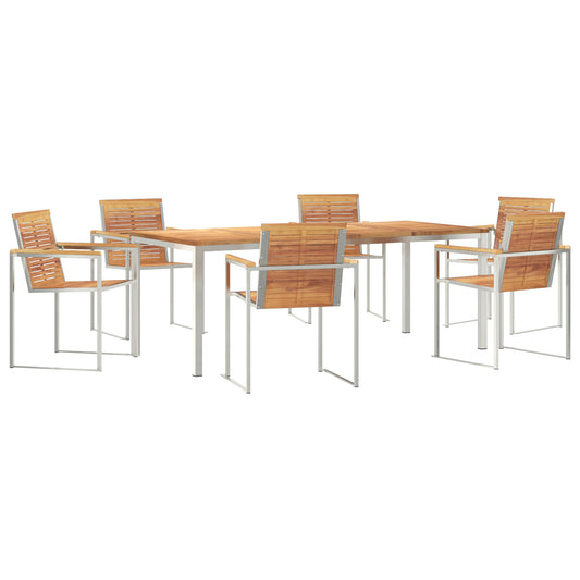 7 Piece Garden Dining Set in Solid Wood Teak, vidaXL Outdoor Dining Table 200x90x74.5 cm in Solid Wood Teak