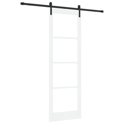 Sliding Door with Hardware Set 'ORKDAL'White Solid Wood & Glass, vidaXL Interior Door with Glass 'ORKDAL'White 78x232x4 cm