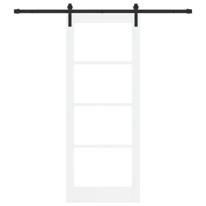 Sliding Door with Hardware Set 'ORKDAL'White Solid Wood & Glass, vidaXL Interior Door with Glass 'ORKDAL'White 83x211x4 cm