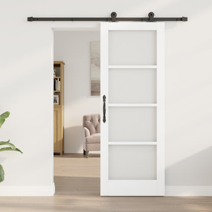 Sliding Door with Hardware Set 'ORKDAL'White Solid Wood & Glass, vidaXL Interior Door with Glass 'ORKDAL'White 73,5x198,5x4 cm