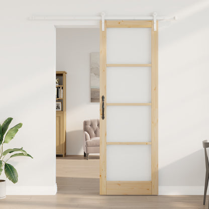 Sliding Door with Hardware Set "ORKDAL" Solid Wood & Glass, vidaXL Interior Door with Glass "ORKDAL" 78x232x4 cm Solid Wood Pine