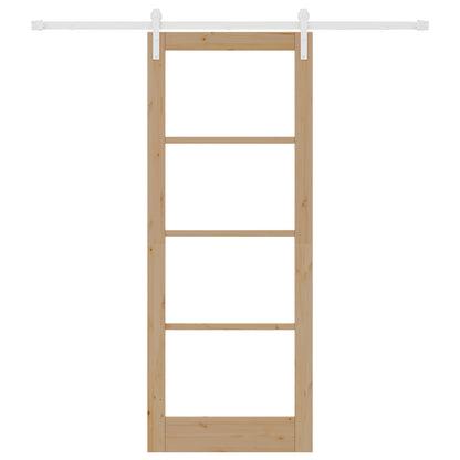 Sliding Door with Hardware Set "ORKDAL" Solid Wood & Glass, vidaXL Interior Door with Glass "ORKDAL" 83x211x4 cm Solid Wood Pine