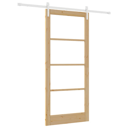 Sliding Door with Hardware Set "ORKDAL" Solid Wood & Glass, vidaXL Interior Door with Glass "ORKDAL" 93x211x4 cm Solid Wood Pine