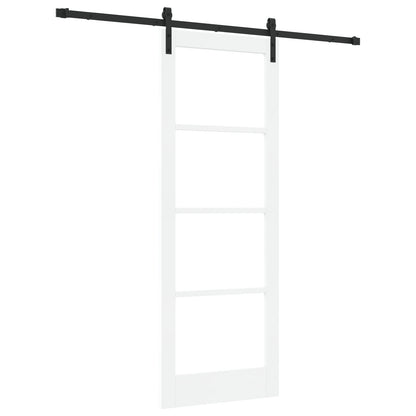 Sliding Door with Hardware Set 'ORKDAL'White Solid Wood & Glass, vidaXL Interior Door with Glass 'ORKDAL'White 78x211x4 cm