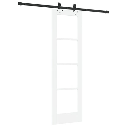 Sliding Door with Hardware Set "ORKDAL" White Solid Wood & Glass, vidaXL Interior Door with Glass "ORKDAL" White 61x198,5x4 cm