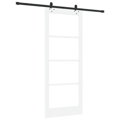 Sliding Door with Hardware Set 'ORKDAL'White Solid Wood & Glass, vidaXL Interior Door with Glass 'ORKDAL'White 86x211x4 cm