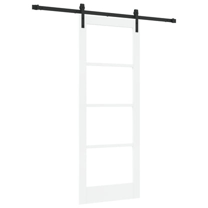Sliding Door with Hardware Set "ORKDAL" White Solid Wood&Glass, vidaXL Interior Door with Glass "ORKDAL" White 78x202x4 cm
