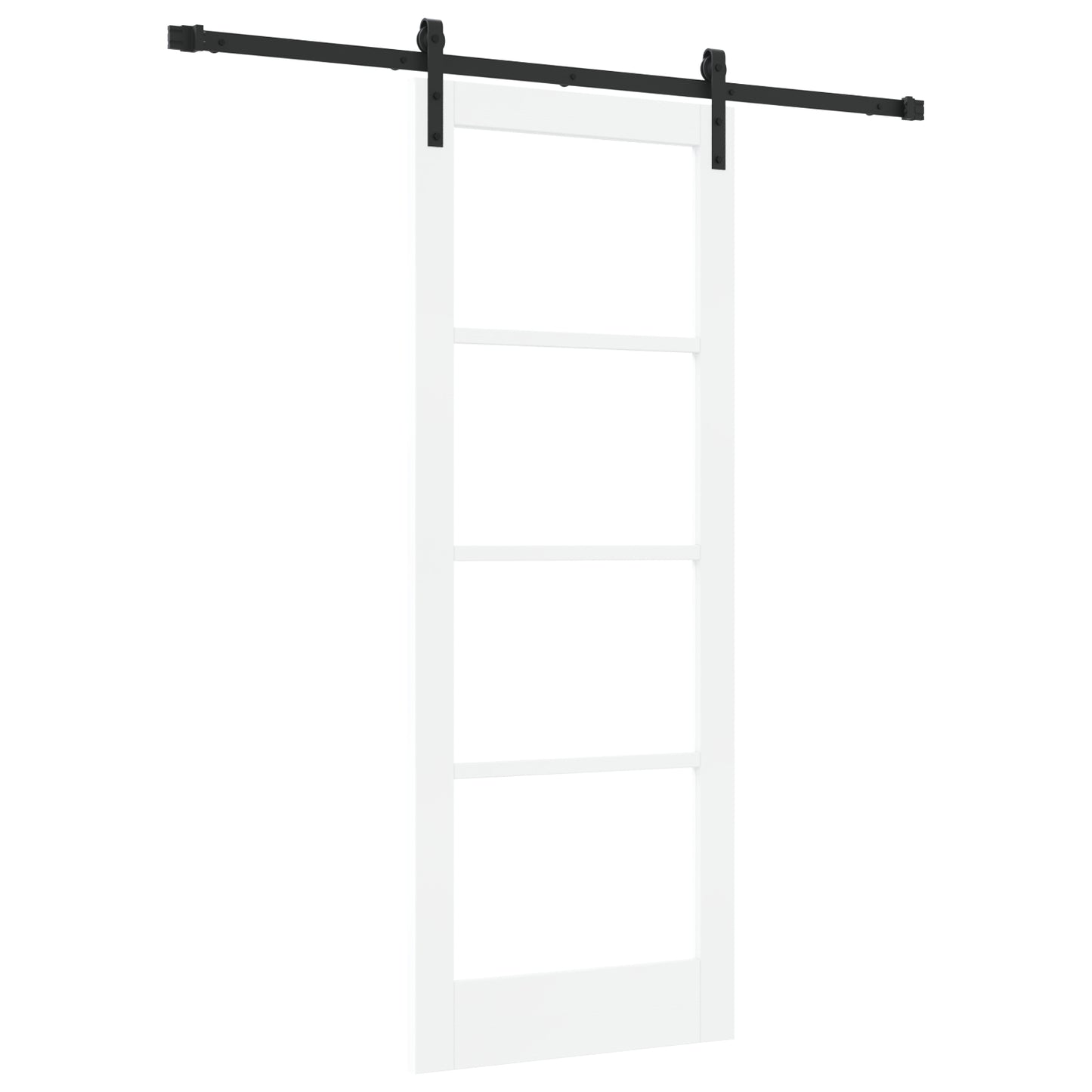 Sliding Door with Hardware Set "ORKDAL" White Solid Wood&Glass, vidaXL Interior Door with Glass "ORKDAL" White 78x202x4 cm