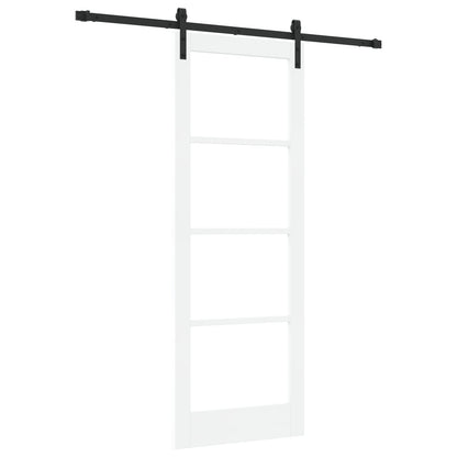 Sliding Door with Hardware Set 'ORKDAL'White Solid Wood & Glass, vidaXL Interior Door with Glass 'ORKDAL'White 78x211x4 cm