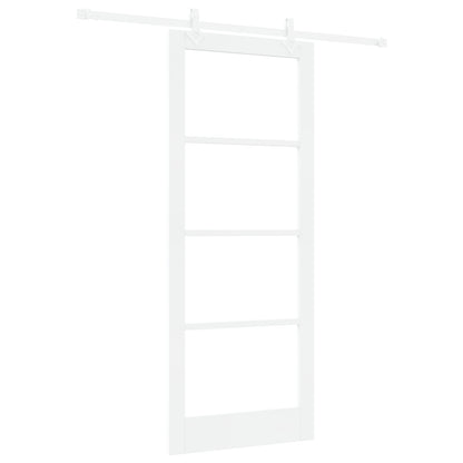 Sliding Door with Hardware Set White 86x211 cm Solid Wood Pine, vidaXL Interior Door with Glass "ORKDAL" White 86x211x4 cm