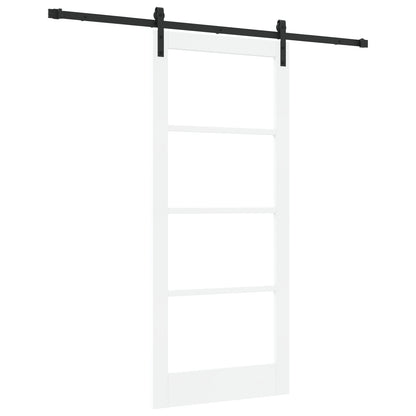 Sliding Door with Hardware Set 'ORKDAL'White Solid Wood&Glass, vidaXL Interior Door with Glass 'ORKDAL'White 86x198.5x4 cm