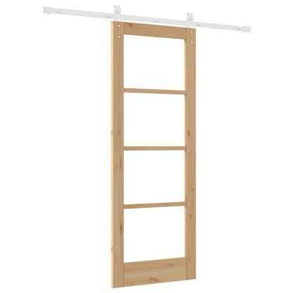 Sliding Door with Hardware Set "ORKDAL" Solid Wood & Glass, vidaXL Interior Door with Glass "ORKDAL" 73.5x198.5x4 cm Solid Wood Pine