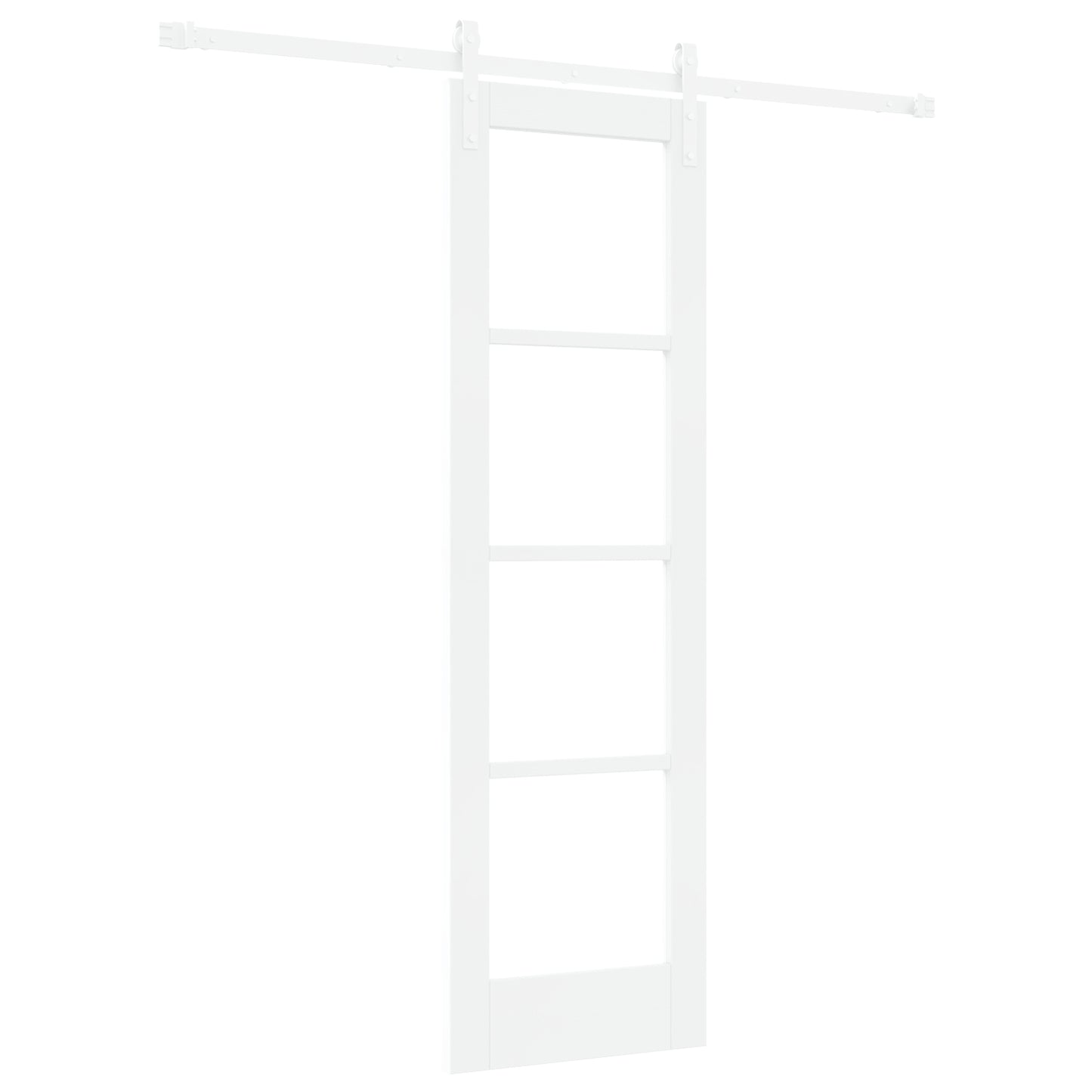 Sliding Door with Hardware Set "ORKDAL" White Solid Wood & Glass, vidaXL Interior Door with Glass "ORKDAL" White 61x198.5x4 cm