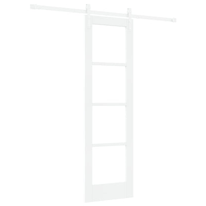 Sliding Door with Hardware Set "ORKDAL" White Solid Wood & Glass, vidaXL Interior Door with Glass "ORKDAL" White 61x198.5x4 cm