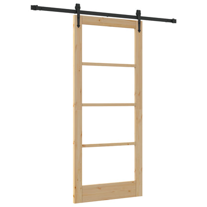Sliding Door with Hardware Set 86x198.5 cm Solid Wood Pine, vidaXL Interior Door with Glass "ORKDAL" 86x198.5x4 cm Solid Wood Pine