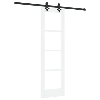 Sliding Door with Hardware Set "ORKDAL" White Solid Wood & Glass, vidaXL Interior Door with Glass "ORKDAL" White 61x198,5x4 cm
