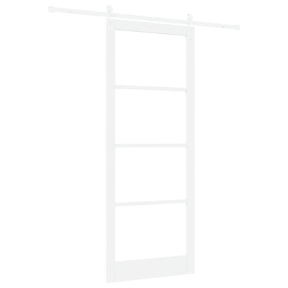 Sliding Door with Hardware Set "ORKDAL" White Solid Wood & Glass, vidaXL Interior Door with Glass "ORKDAL" White 93x232x4 cm