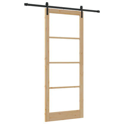 Sliding Door with Hardware Set "ORKDAL" Solid Wood & Glass, vidaXL Interior Door with Glass "ORKDAL" 93x232x4 cm Solid Wood Pine