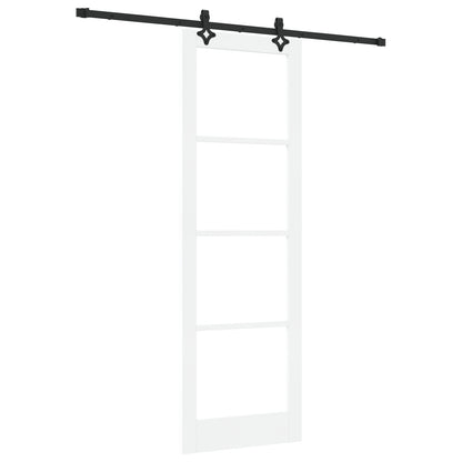 Sliding Door with Hardware Set "ORKDAL" White Solid Wood & Glass, vidaXL Interior Door with Glass "ORKDAL" White 78x232x4 cm