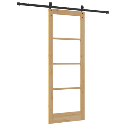 Sliding Door with Hardware Set "ORKDAL" Solid Wood & Glass, vidaXL Interior Door with Glass "ORKDAL" 78x211x4 cm Solid Wood Pine