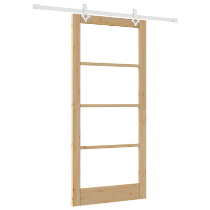 Sliding Door with Hardware Set 93x202 cm Solid Wood Pine, vidaXL Interior Door with Glass 'ORKDAL'93x202x4 cm Solid Wood Pine