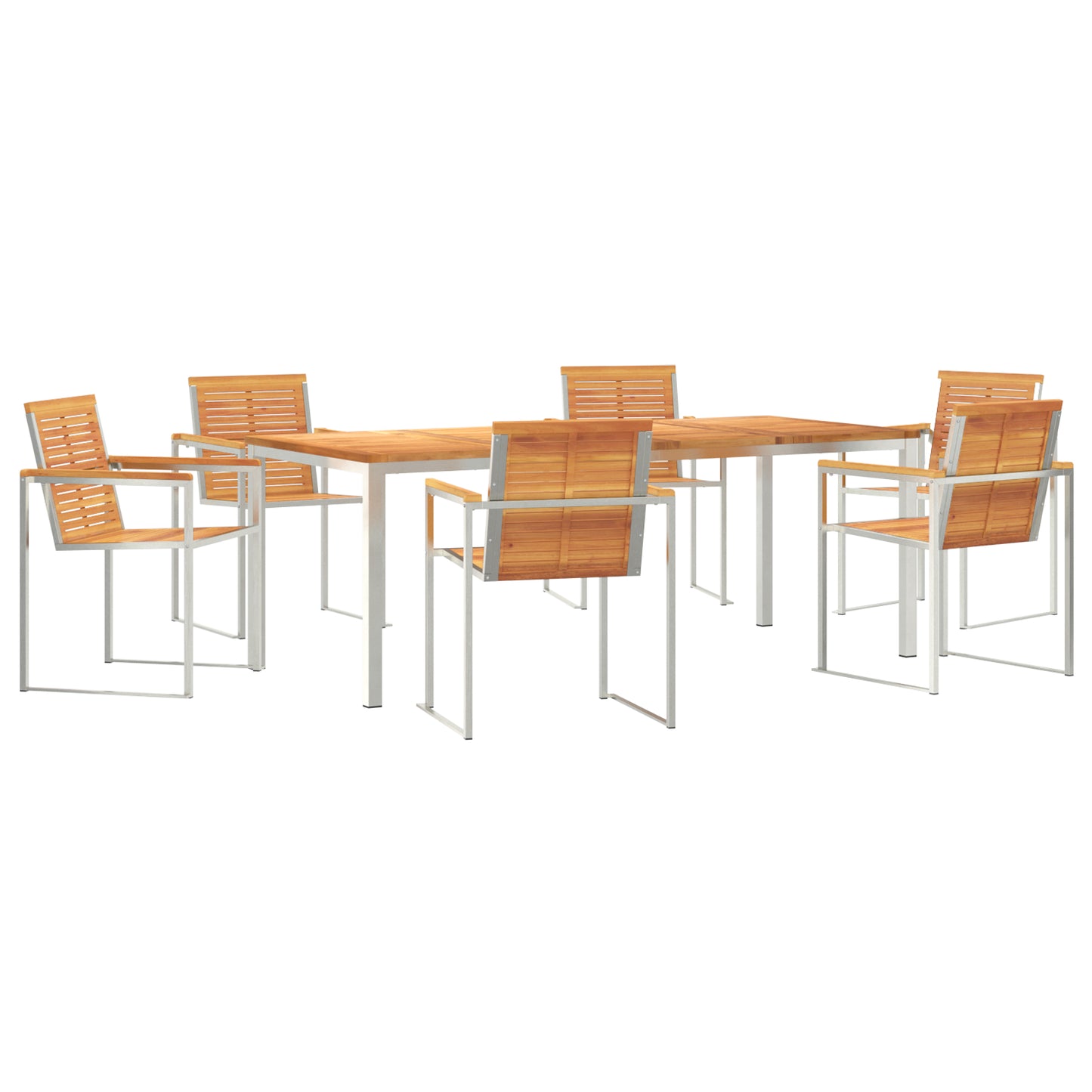 7 Piece Garden Dining Set Solid Wood Acacia, vidaXL Outdoor Dining Table 200x90x74.5 cm Solid Wood Acacia
