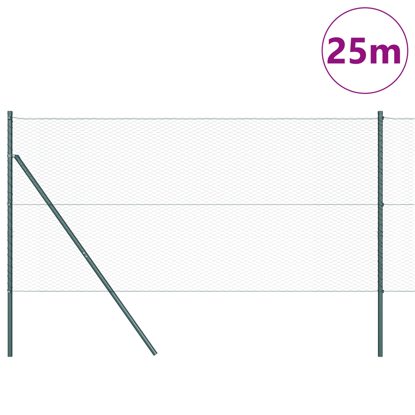 Fencing Set Set of 2 Dark Green Metal 25 x 1 m Outdoor Fencing