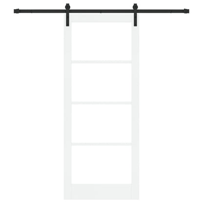 Sliding Door with Hardware Set 'ORKDAL'White Solid Wood & Glass, vidaXL Interior Door with Glass 'ORKDAL'White 86x211x4 cm