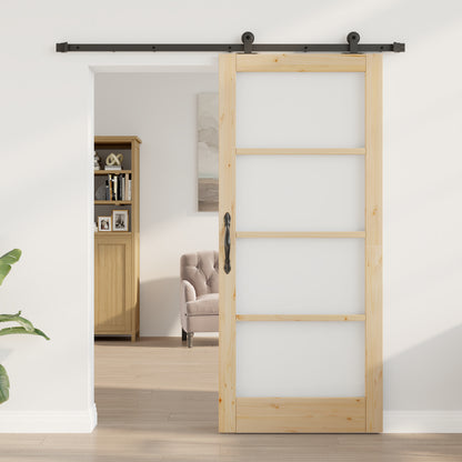 Sliding Door with Hardware Set 'ORKDAL'Solid Wood & Glass, vidaXL Interior Door with Glass 'ORKDAL'86x198.5x4 cm Solid Wood Pine