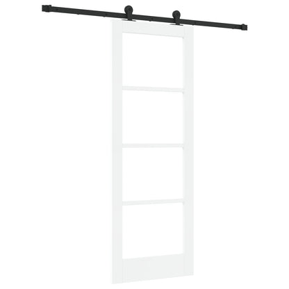 Sliding Door with Hardware Set 'ORKDAL'White Solid Wood & Glass, vidaXL Interior Door with Glass 'ORKDAL'White 73,5x198,5x4 cm