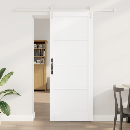Sliding Door with Hardware Set White 83x211 cm Solid Wood Pine, vidaXL Interior Door 'ORKDAL'White 83x211x4 cm Solid Wood Pine
