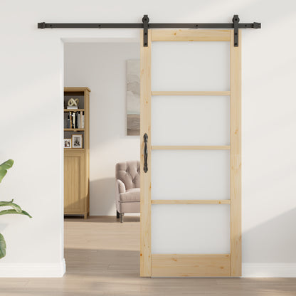 Sliding Door with Hardware Set "ORKDAL" Solid Wood & Glass, vidaXL Interior Door with Glass "ORKDAL" 83x202x4 cm Solid Wood Pine