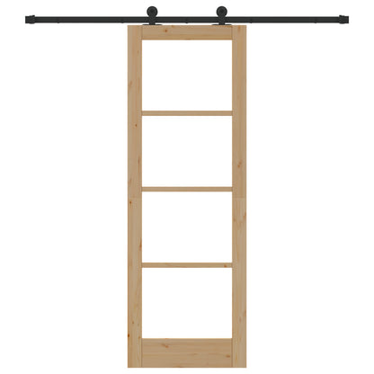 Sliding Door with Hardware Set "ORKDAL" Solid Wood & Glass, vidaXL Interior Door with Glass "ORKDAL" 73.5x211x4 cm Solid Wood Pine