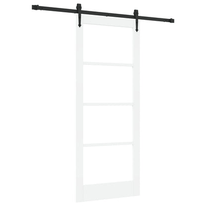 Sliding Door with Hardware Set White 83x202 cm Solid Wood Pine, vidaXL Interior Door with Glass 'ORKDAL'White 83x202x4 cm