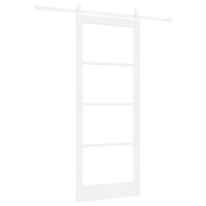 Sliding Door with Hardware Set "ORKDAL" White Solid Wood & Glass, vidaXL Interior Door with Glass "ORKDAL" White 86x211x4 cm