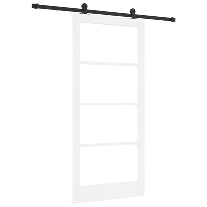 Sliding Door with Hardware Set 'ORKDAL'White Solid Wood & Glass, vidaXL Interior Door with Glass 'ORKDAL'White 93x202x4 cm
