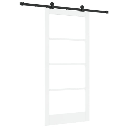Sliding Door with Hardware Set 'ORKDAL'White Solid Wood & Glass, vidaXL Interior Door with Glass 'ORKDAL'White 93x202x4 cm
